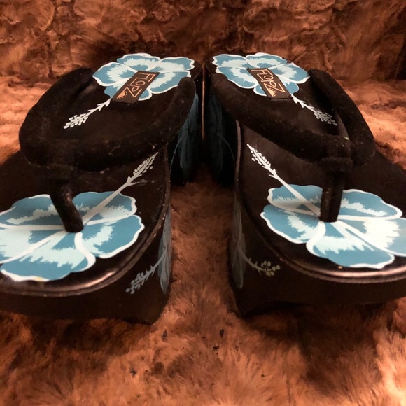 90s Vintage Flopz Hawaiian Wood Platforms 🌺 Rare - Picture 2 of 5